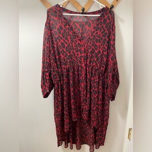torrid Red and Black Leopard Print Blouse